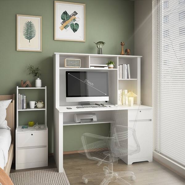 Modern Ample Storage Computer Desks with 3 AC Outlets and 2 USB ...