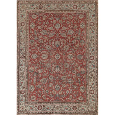 All-Over Floral Tabriz Persian Vintage Rug Handmade Wool Carpet - 7'11"x 10'10"