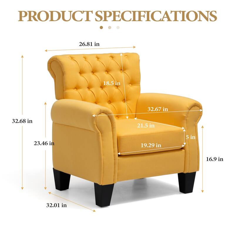 Accent Club Chair Comfortable Single Sofa Chair Indoor Seating with Arms & Padded Seat