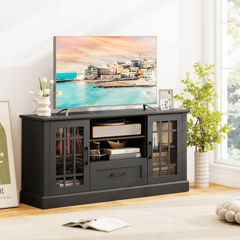 Costway Farmhouse TV Stand for TVs up to 70" Media Center with Glass - See Details