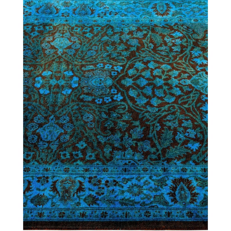Overton Hand Knotted Wool Vintage Inspired Modern Contemporary Overdyed Black Runner Rug - 3' 0" x 14' 4"