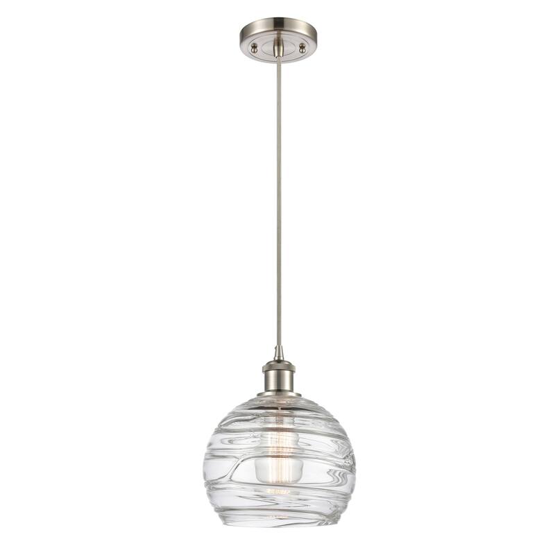 Innovations Lighting Ballston Athens Deco Swirl - 1 Light 8" Cord Hung Mini Pendant - Brushed Satin Nickel