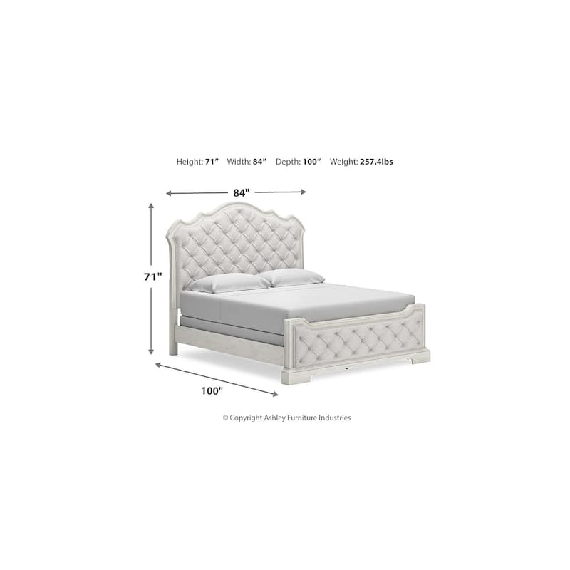 Signature Design by Ashley Arlendyne Antique White/Beige Upholstered Panel Bed