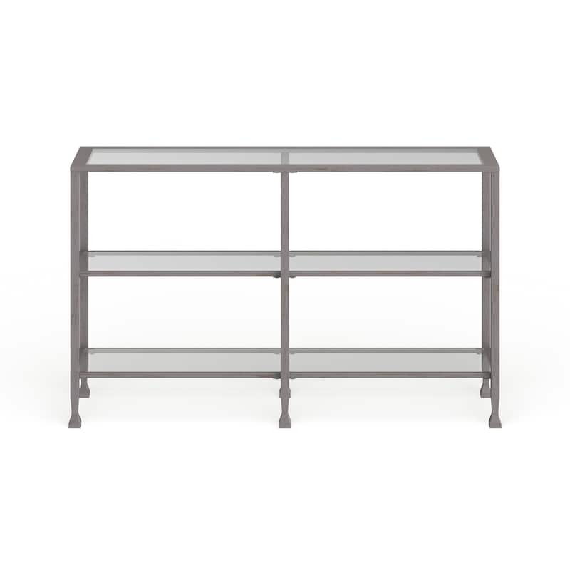 SEI Furniture Glenn Silver Metal and Glass Console Table