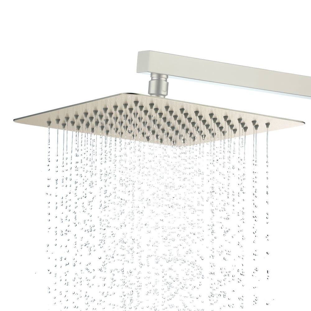 1-Spray Pattern with 2.5 GPM Square Ceiling Mount Rain Fixed Shower Head