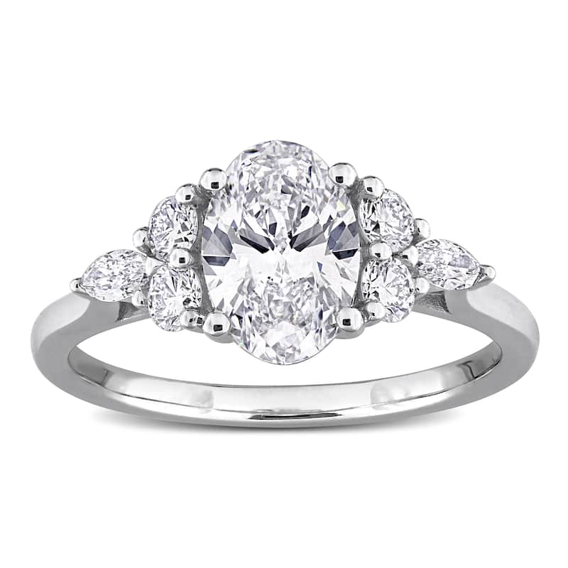 1 5/8ct TW Multi-Shaped Lab-Grown Diamond Engagement Ring in 14k White Gold