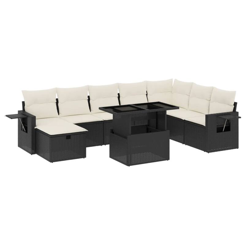 vidaXL Patio Sofa Set with Cushions Outdoor Furniture 9 Piece Poly Rattan