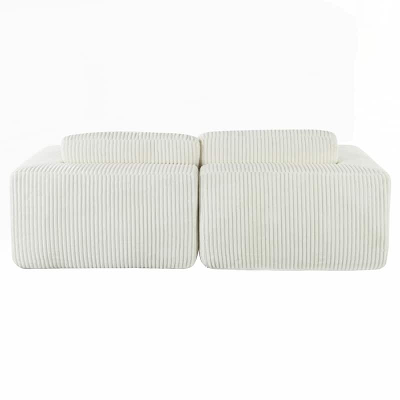 Corduroy Double Sofa Bed with 2 Pillows