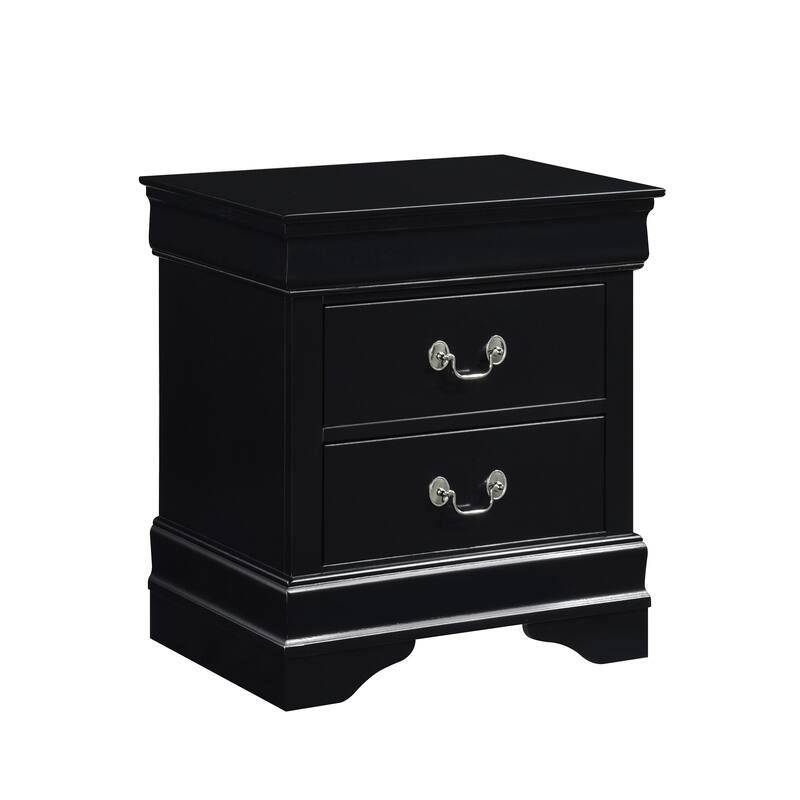 Classic Louis Philippe Black Nightstand, Drawers, Traditional Bedroom Design