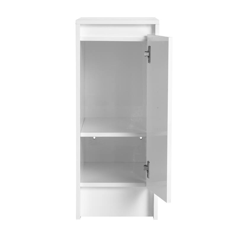 12" Freestanding Bathroom Storage Cabinets, Soft Close Doors, Floor Mounting Design