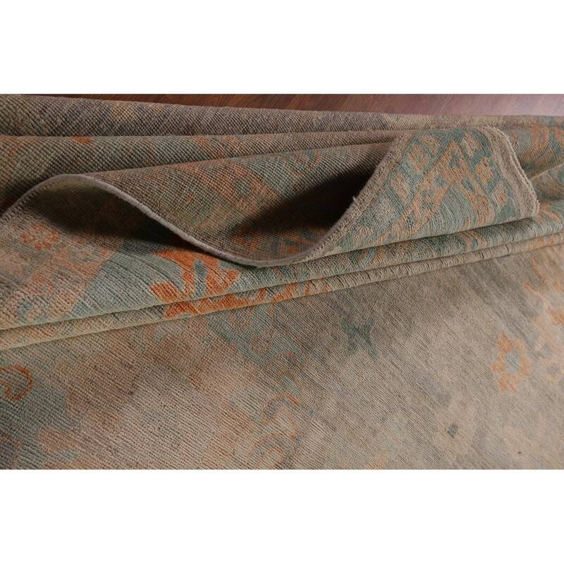 Multi-Color Oushak Area Rug Hand-Knotted Turkish Wool Carpet - 9'9" x 13'2"