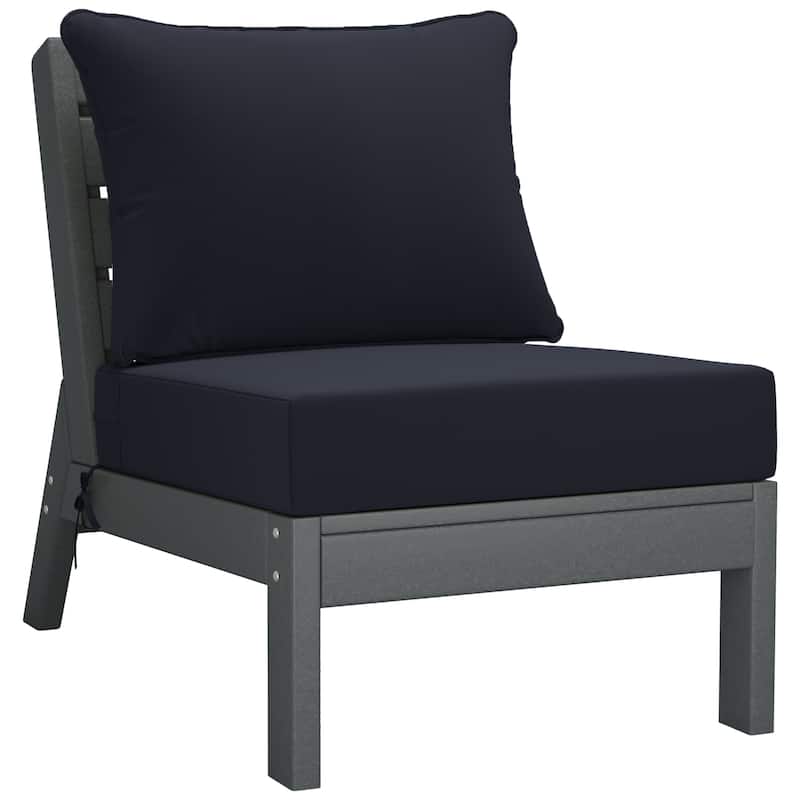 Polytrends Birchwood All Weather HDPE Outdoor Patio Deep Seating Gray Sofa With Cushions (3-Piece)