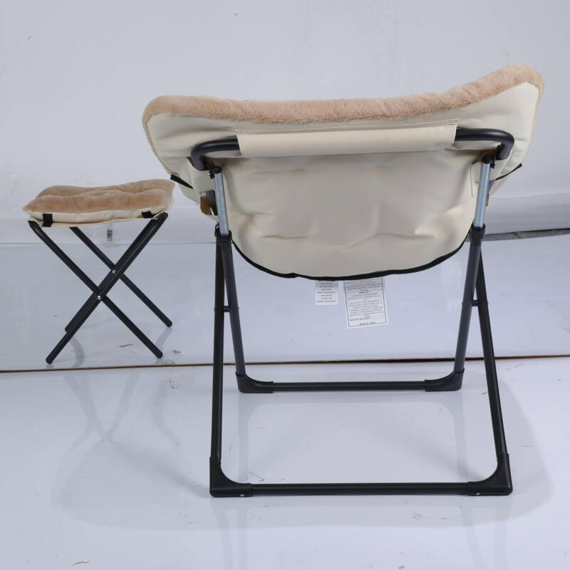 Comfy Folded Chair,Saucer Chair, Lounge Chair - XL Foldable Faux Fur Floor Seat, Non-Slip Base for Stability - Brown