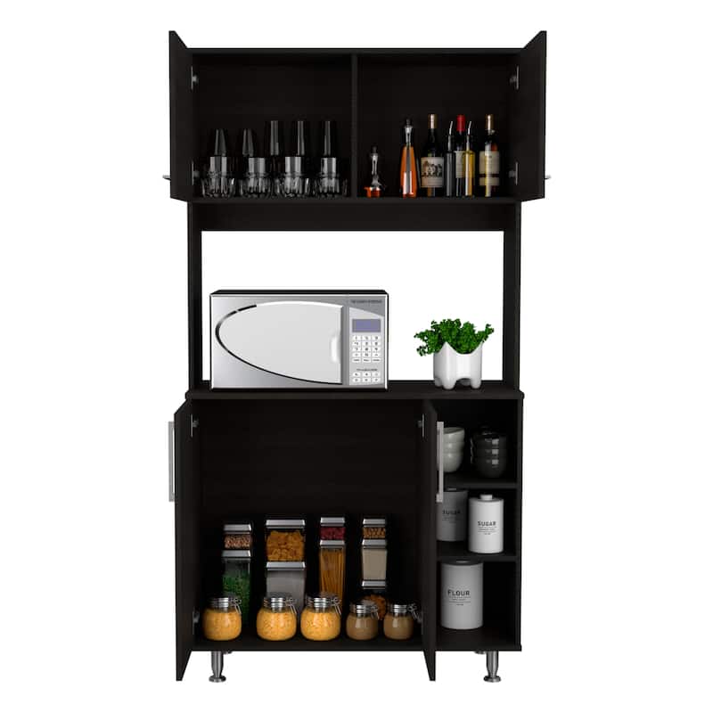 TUHOME 95 Pantry with 2 Double Cabinets, 3 Open Shelves - N/A