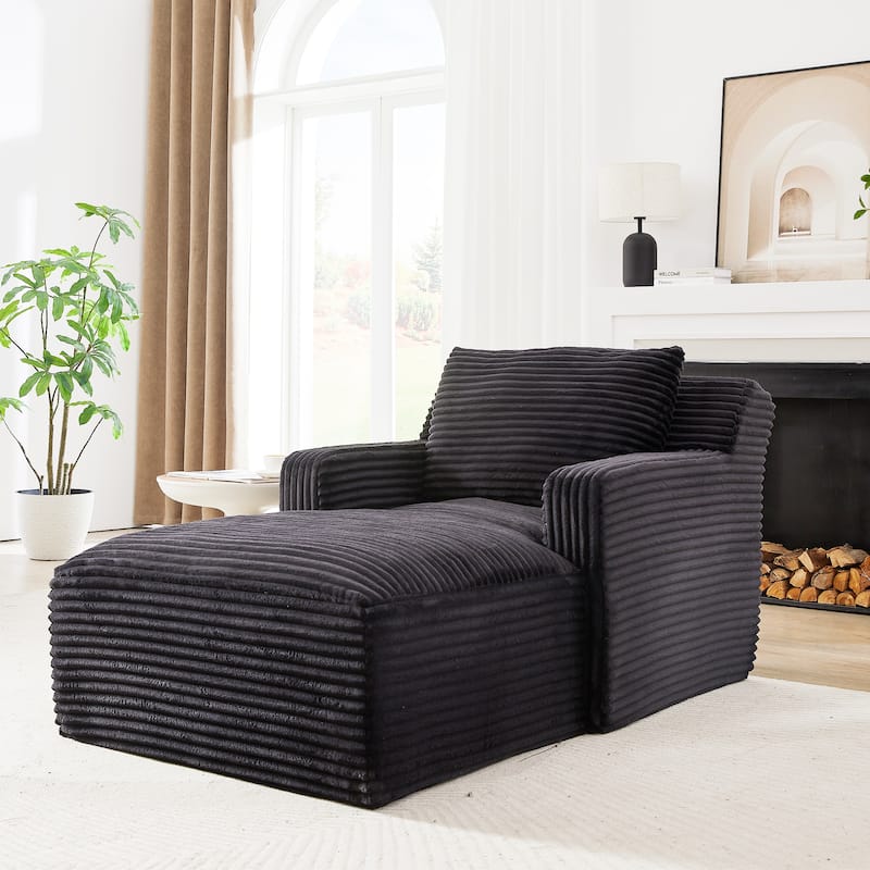 Indoor Single Chaise Sofa, Modern Corduroy Upholstery, No Assembly Required, Comfy Sleeper for Living Room, Office
