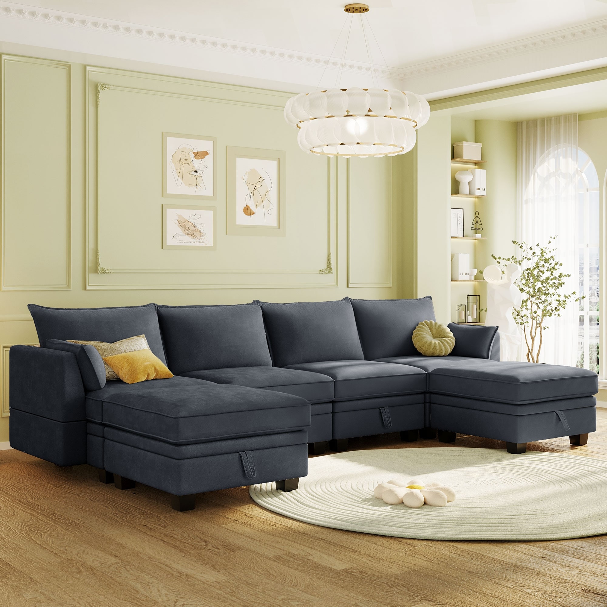 Madison mid century modern small space sales sectional sofa with reversible
