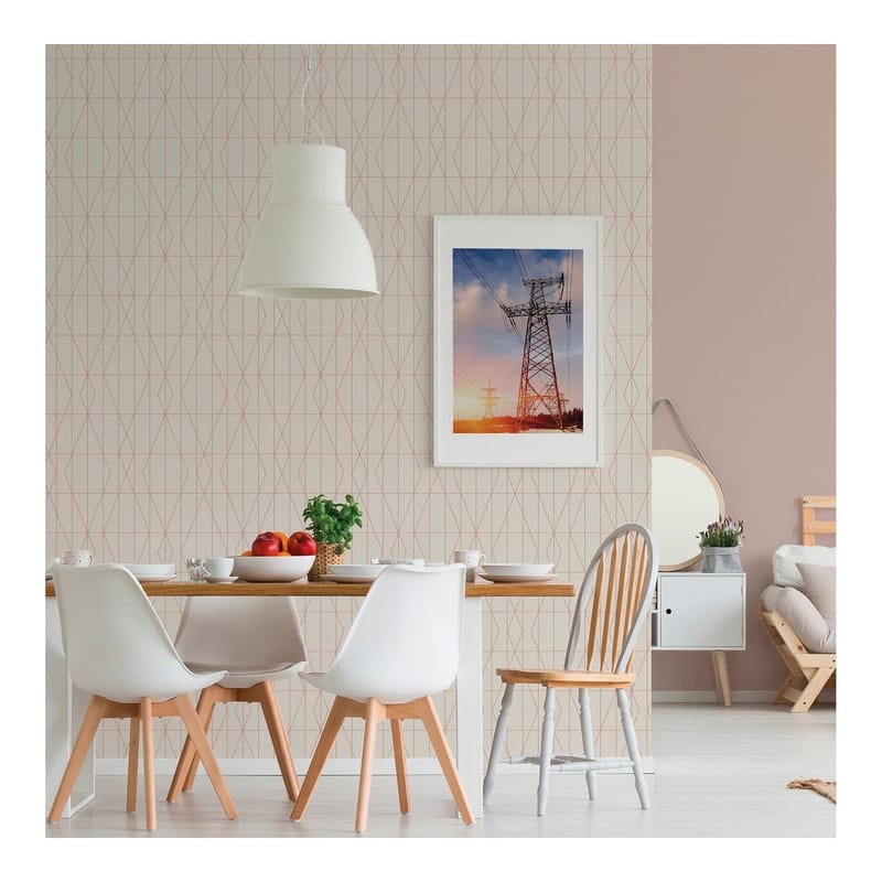 Brewster LeVeque Cream Deco Diamond Geo Wallpaper - 20.5 x 396 x 0.025