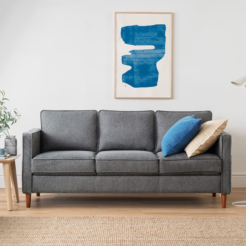 HANA Modern Linen Sofa w/ Arm Pockets by Crown Comfort