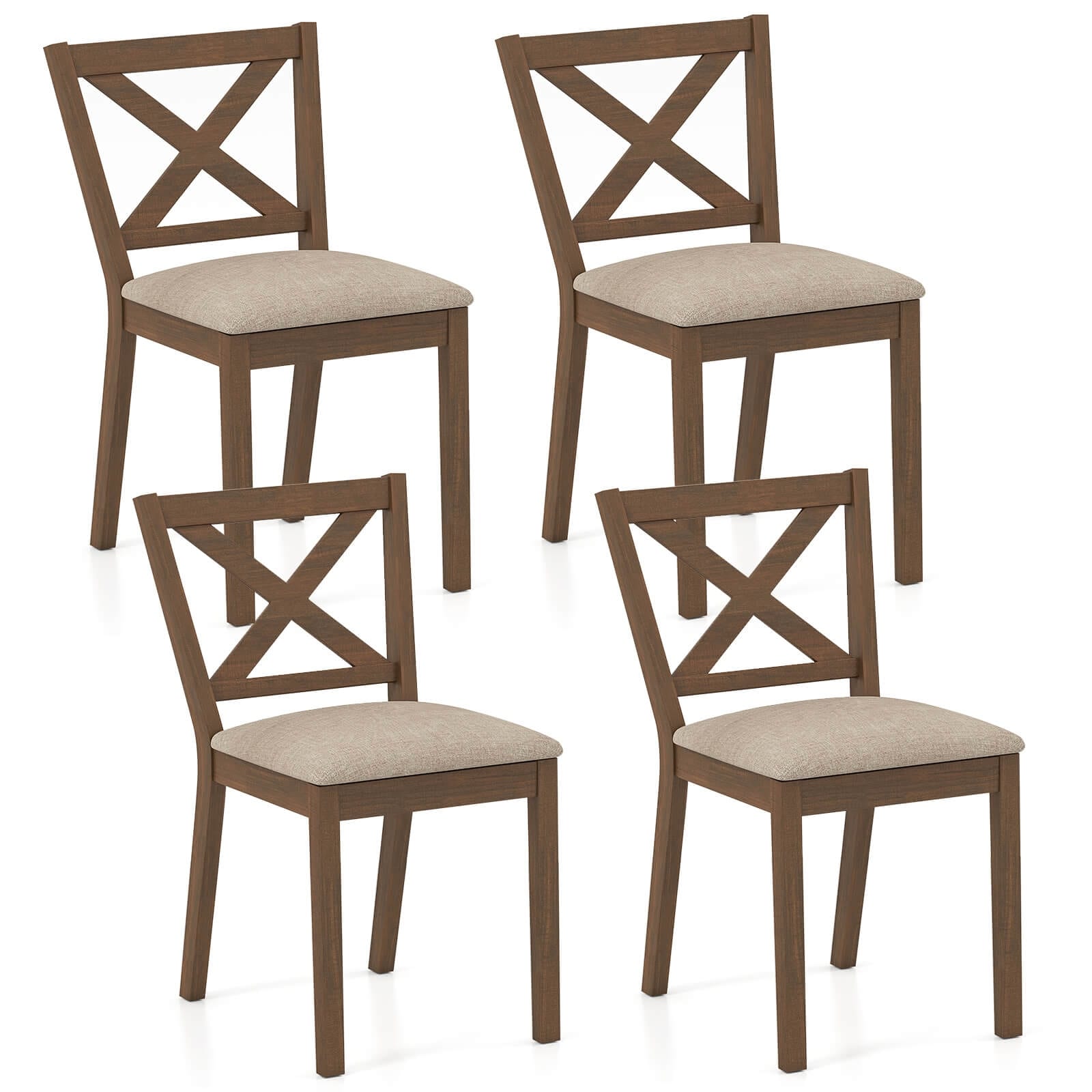 Costway Dining Chair Set of 2/4 Upholstered Seat & Breathable X-shaped