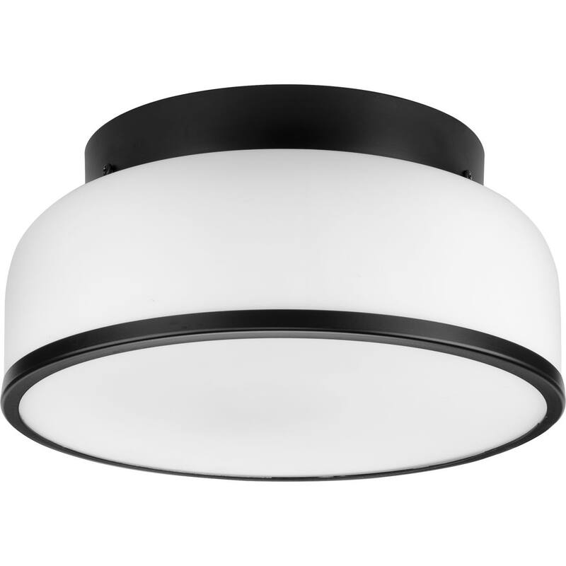 Parkhurst Collection Two-Light Matte Black New Traditional 11-1 4" Flush Mount Light - 11.25 in x 11.25 in x 5.12 in - 11.25 in x 11.25 in x 5.12 in
