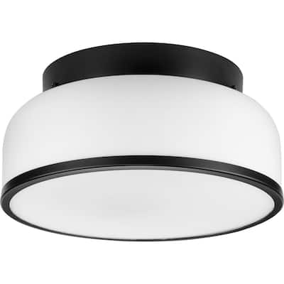 Parkhurst Collection Two-Light Matte Black New Traditional 11-1 4" Flush Mount Light - 11.25 in x 11.25 in x 5.12 in