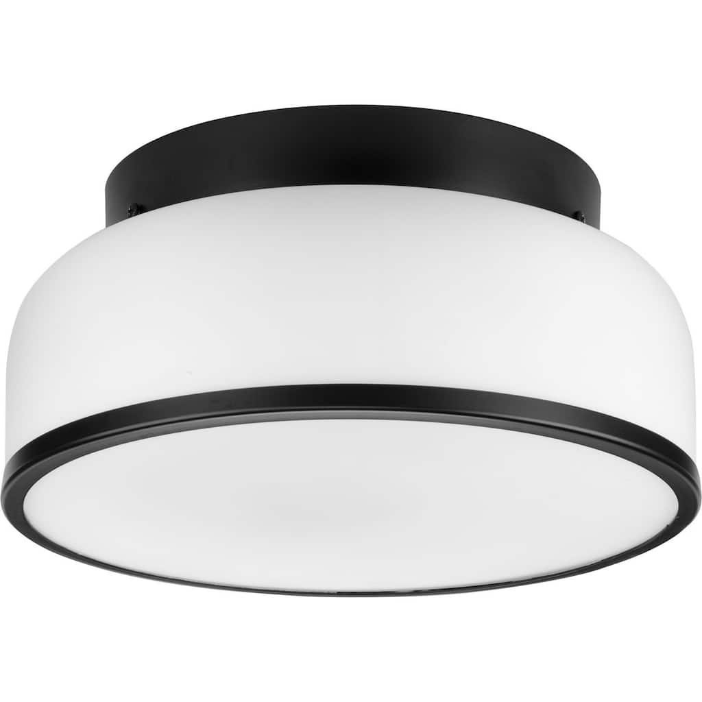 Parkhurst Collection Two-Light Matte Black New Traditional 11-1 4" Flush Mount Light - 11.25 in x 11.25 in x 5.12 in