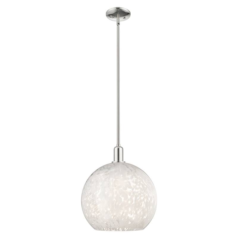 Innovations Lighting Endless Possibilities Arcadia - White Mouchette - 1 Light 14" Stem Hung Mini Pendant - Polished Nickel