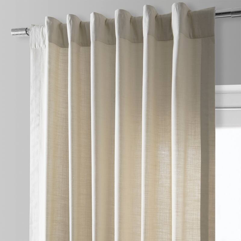 Exclusive Fabrics Bordered Textured Cotton Curtains For Bedroom & Living Room Curtains - Single Panel Drapes