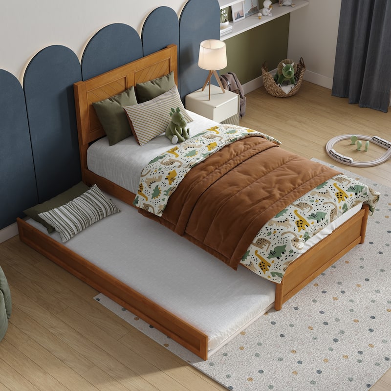 Clayton Platform Bed with Panel Footboard and Twin Trundle