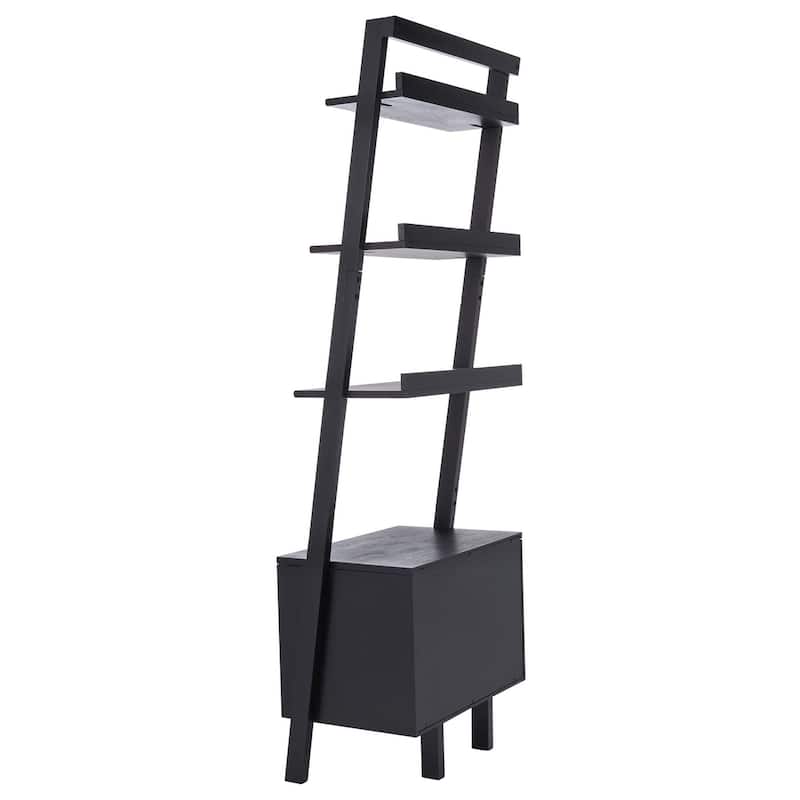SAFAVIEH Ilianka Natural/Charcoal 3-Shelf 1 Door Etagere - 25" W x 15.4" L x 72" H - 25Wx15Dx72H