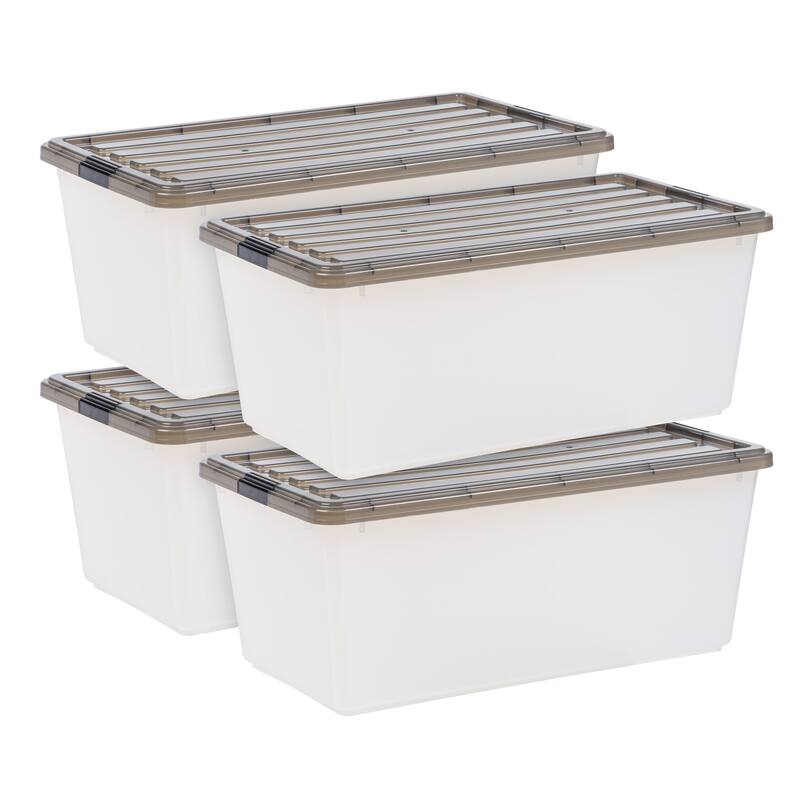 IRIS USA® Clear Boxes 91 Qt Buckle Lid - Gray - Set of 4