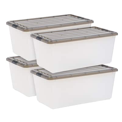 IRIS USA® Clear Boxes 91 Qt Buckle Lid - Gray - Set of 4