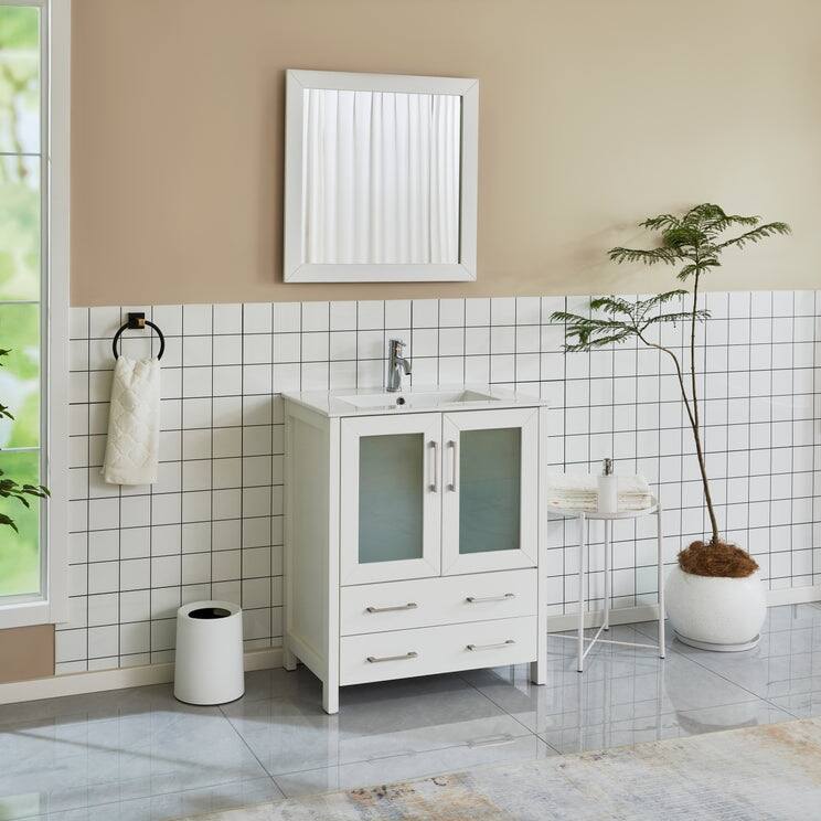 Vanity Art 30-in. Single-sink Bathroom Vanity w/ Wall Mirror - 29.1 W x 18.1 D x 35.8 H