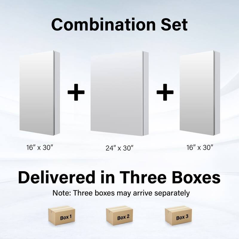 56''/64''W X 30''H Recessed Or Surface Wall Mount Bathroom Medicine Cabinet With Adjustable Glass Shelves