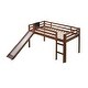 preview thumbnail 8 of 8, Twin size Loft Bed Wood Bed with Slide, Stair and Chalkboard, Walnut