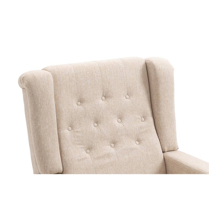 Linen Fabric Wingback Push Back Recliner Chair with 2 Hidden UBS Ports