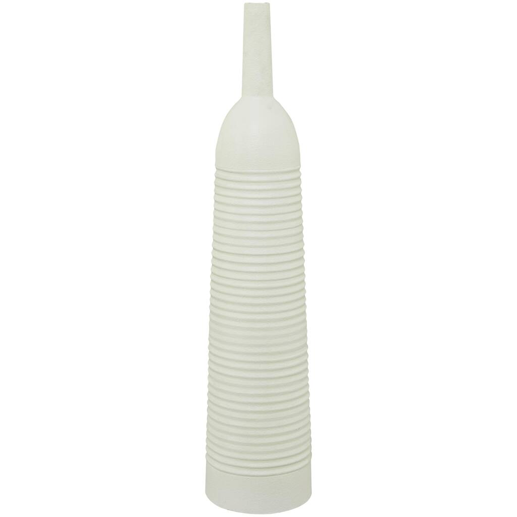 Metal Grooved Decorative Vase - White or Black - Roche River Decor