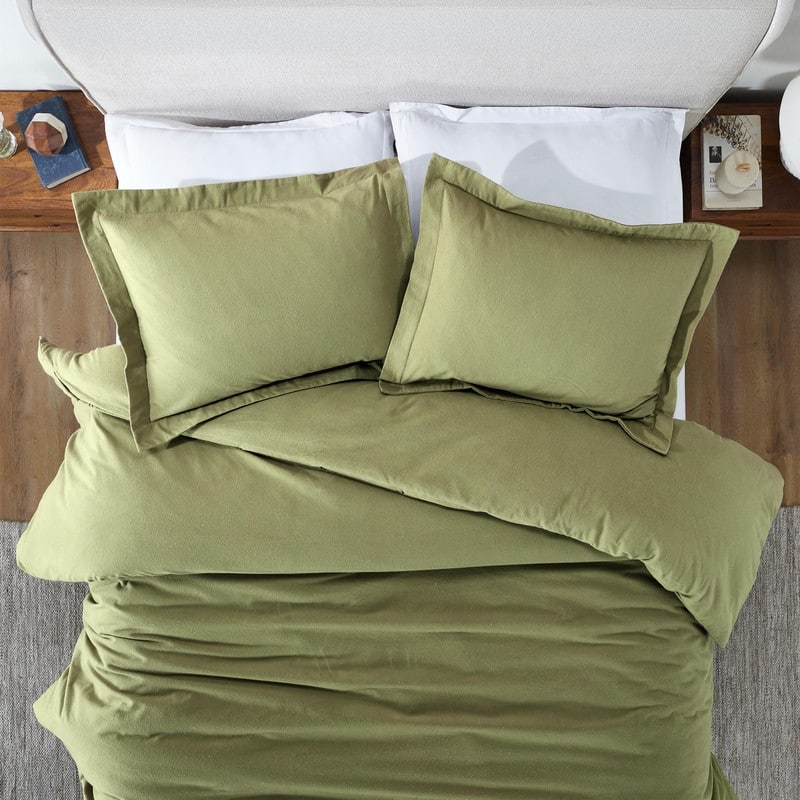 Superior Classic Solid Flannel Cotton Duvet Cover Set