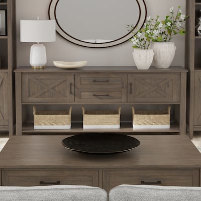 WYNDENHALL Cantina SOLID WOOD 48 inch Wide Transitional Console Table in Smoky Brown - 17.5" d x 48" w x 29.5" h