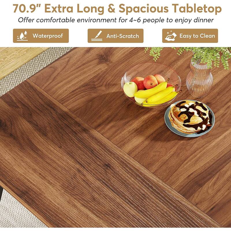 Large Dining Table for 6 to 8, Kitchen Furniture, Brown/ Black