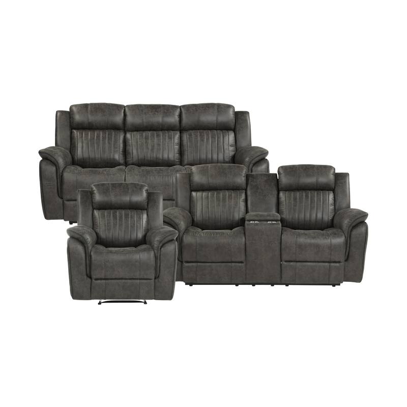 Lonan 3-Piece Reclining Living Room Set - Brownish Grey
