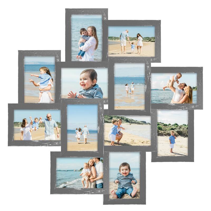 HELLO LAURA 12 Opening Picture Family Frame Collage Photo Frame - Grey