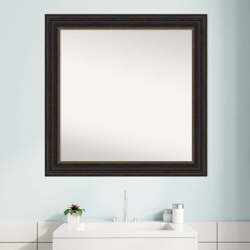 Non-Beveled Bathroom Wall Mirror - Accent Bronze Frame