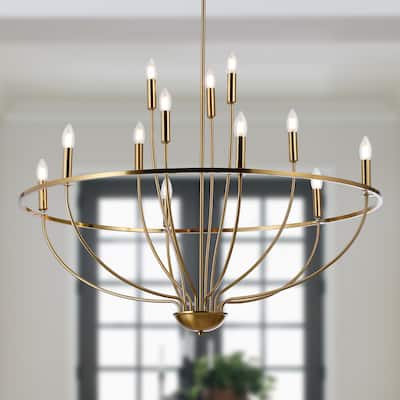 12-Light Metal Lotus Chandelier Graceful Curve Candlestick Ceiling Light