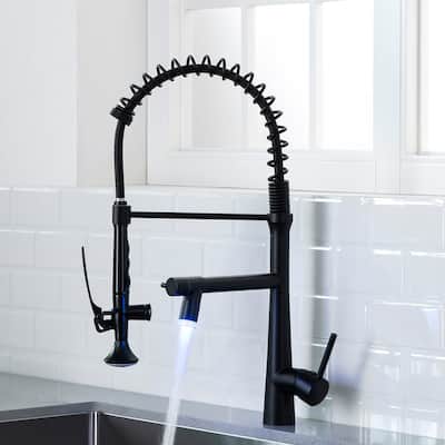 Black Single Handle Pull Down Sprayer Kitchen Faucet with LED Light
