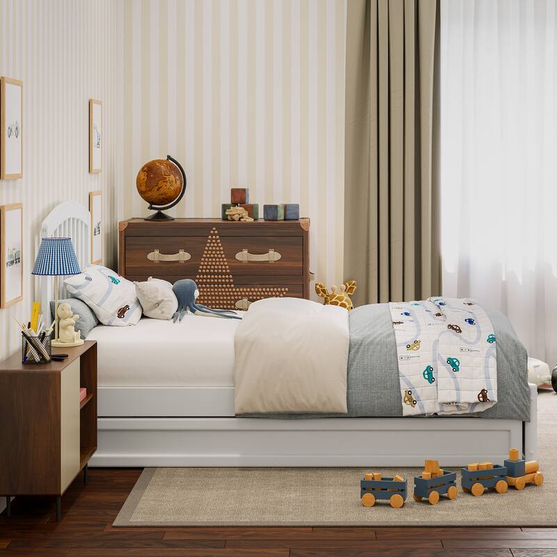 Lucia Platform Bed with Panel Footboard and Twin Trundle