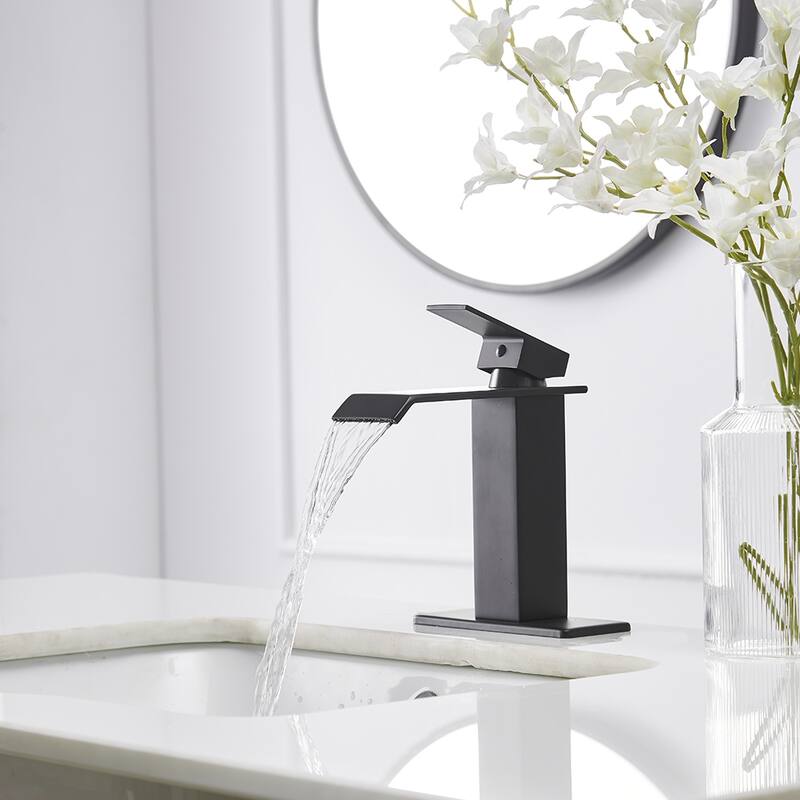 Single-Hole Low-Arc Bathroom Faucet with Drain