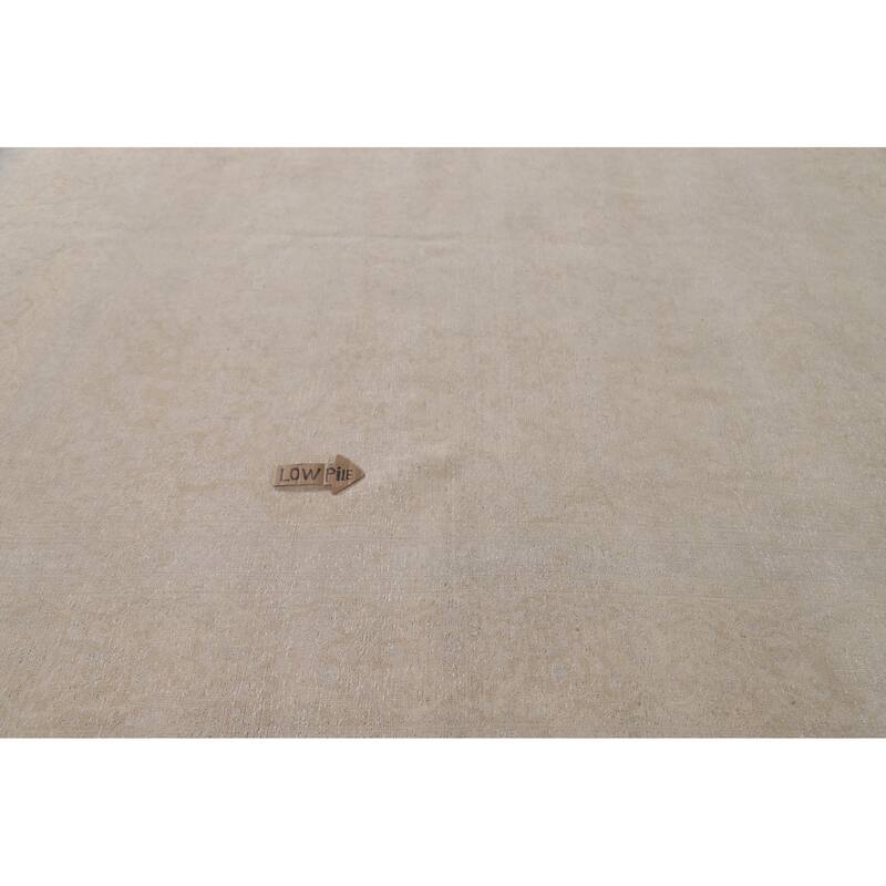 Hand Knotted Oriental 100% Wool Carpet Traditional Distressed Beige & Ivories Kashan Area Rug - 13' 0'' X 9' 4''