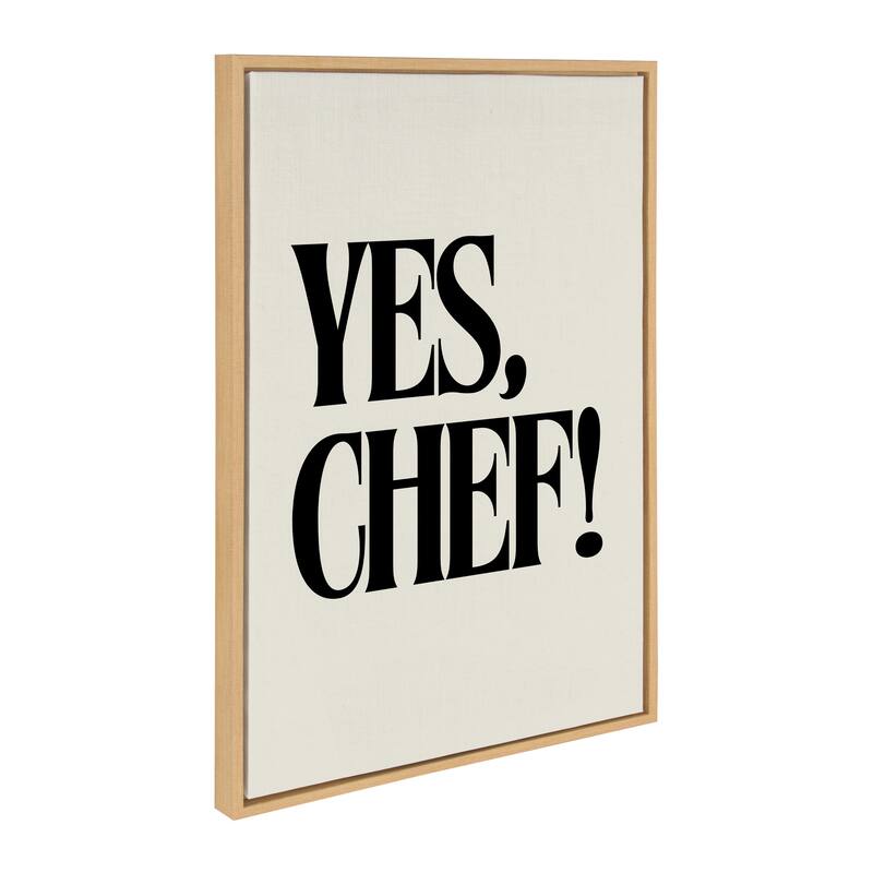 Kate and Laurel Sylvie Yes Chef Framed Canvas by Saint and Sailor Studios - 23x33 - Natural