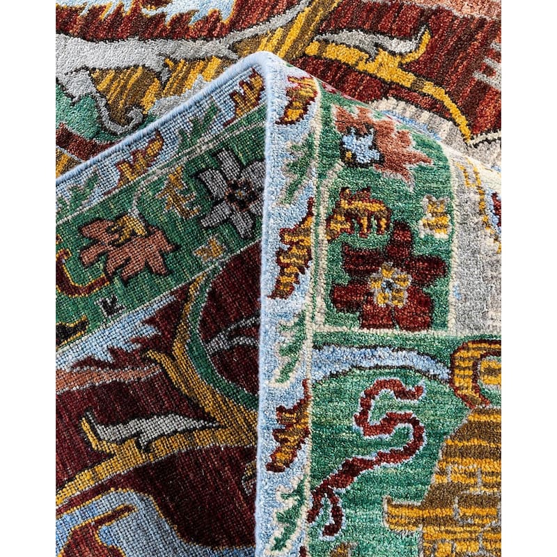 Ikat One-of-a-Kind Hand-Knotted Area Rug, Red - 9' 1" x 12' 4"